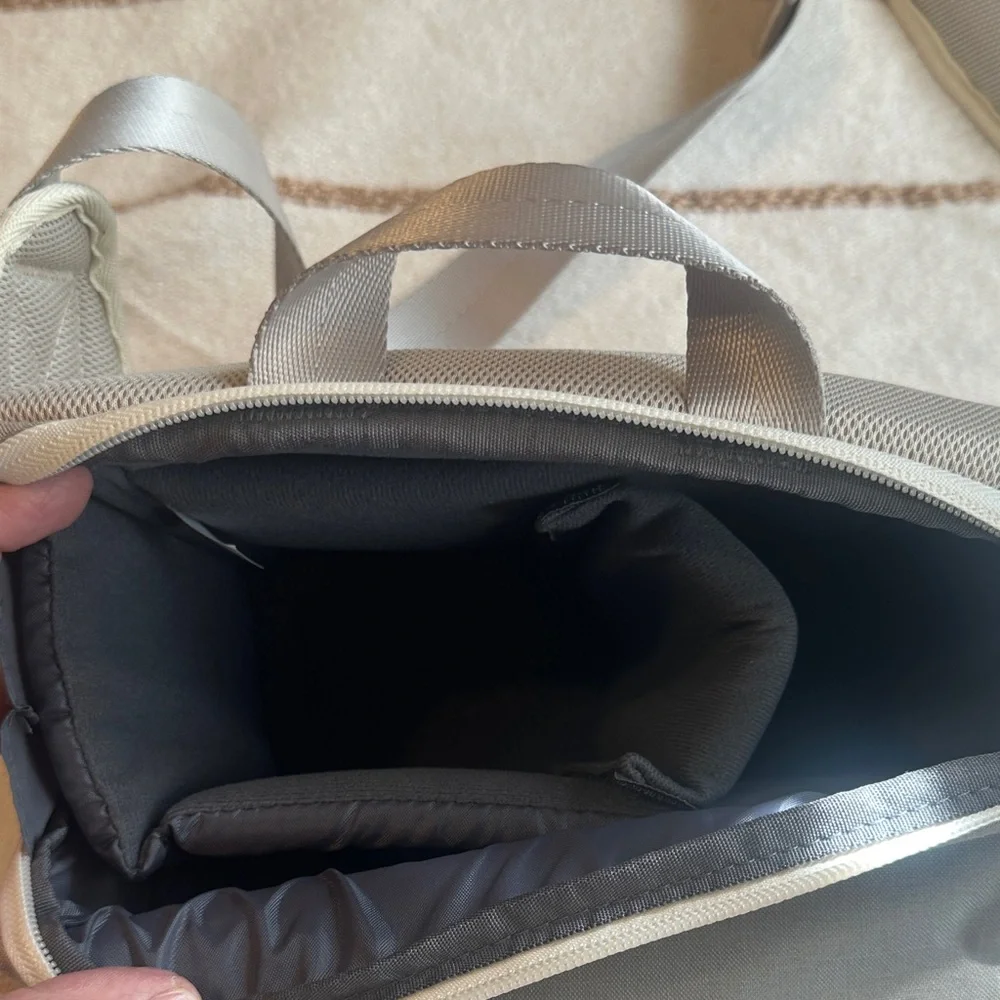 Gray crossbody camera bag